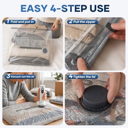 15 Pack Vacuum Storage Bags for Travel with Digital Display Electric Pump, 80% Space-Saving Reusable Vacuum Seal Bags for Clothing, Luggage, Suitcases, Bedding, Blankets and Home Storage - Image 6