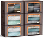 Sorbus Clothing Storage Bins with Clear Window, Metal Frame (6 Pack, Brown) by Sorbus