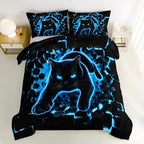 HOSIMA Neon Black Cat Comforter Twin for Kids Boys with 2 Pillowcases. - Image 3