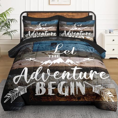 WeCozy Twin Comforter Set with Sheets, 5 Pieces Adventure Camp Bedding - Image 2