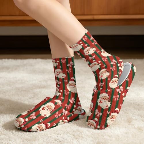 Jeiento Winter Fuzzy Slipper and Crew Socks for Women,Adult Slip-on Close Toe House Slipper,Flat Comfort home Slides - Image 2