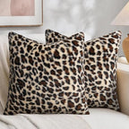 EMMTEEY Leopard Faux Fur Pillow Covers 18x18 Set of 2 by EMMTEEY