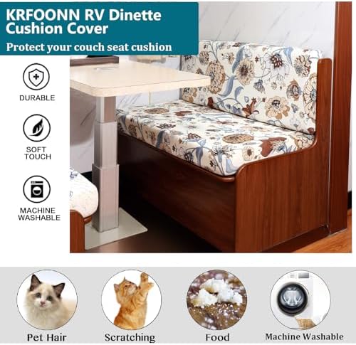 KRFOONN RV Dinette Cushion Covers Stretch Camper Cushions Cover, 06 - Image 4
