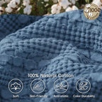 PHF Lightweight 100% Cotton Waffle Blanket for Bed, King, Denim Blue - Image 5