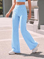 Aoysky Womens Wide Leg Gingham Yoga Pants High Waist Casual Lounge Pants - Image 4