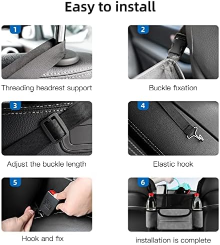JEYODA Car Suede Seat Organizer High-capacity Seat Back Pouch Central Storage for Pickup SUVs Double-sided Tissue Storage Handbag Holder Car Accessories (Black) - Image 3