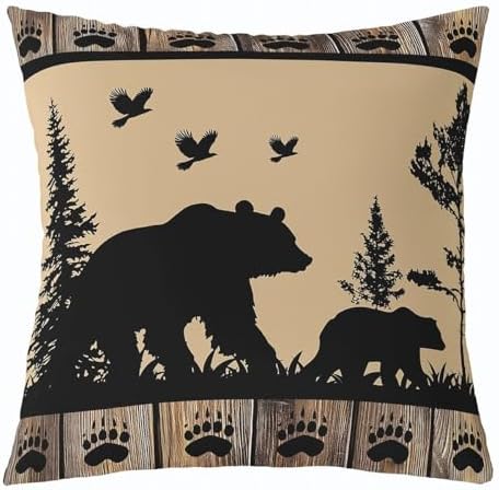 Feelyou Vintage Bear Throw Pillow Covers Decorative 16" x 16" Inches - Image 4