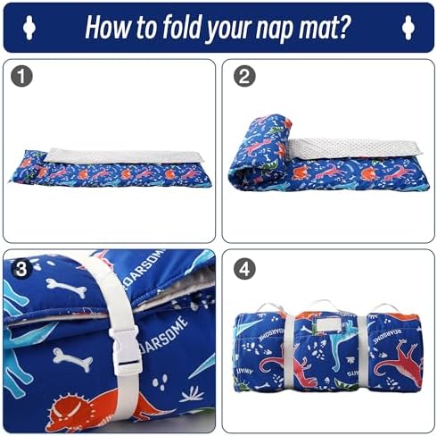 Bunnikins & Clover Toddler Nap Mat with Removable Pillow, Nap Mats for Preschool, Easy Clean Toddler Nap Pad for Kindergarten, Kids Sleeping Bag for Travel Camping - Image 2