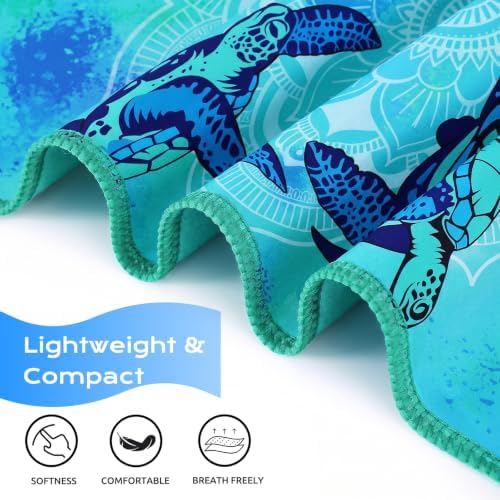 Genovega 2 Packs Microfiber Oversized Lightweight Thin Beach Towel Sandproof Compact Quick Dry Clearance Towels Extra Large Sand Free Travel Essentials Accessories Women Gift Blue Glaxy Blue Turtles - Image 5