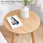 Solid Beech Oak Wood Side Table - Compact End Table with Detachable Cloth Pocket - Modern Small Nightstand with Storage Holder for Living Room, Bedroom (Oak, Natural) - Image 4