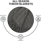 Merino Wool Throw Blanket, Indoor & Outdoor Blankets and Throws, Soft Blanket with Fringes, 65"x79" (170 x 200 cm) - Image 5