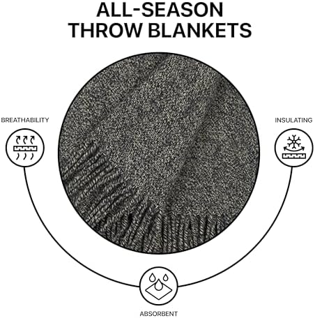Merino Wool Throw Blanket, Indoor & Outdoor Blankets and Throws, Soft Blanket with Fringes, 65"x79" (170 x 200 cm) - Image 5