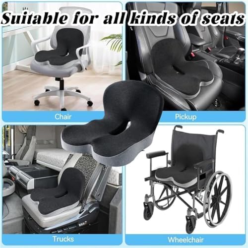 Orthopedic Cushion Seat Cushion,L-Shaped Lumbar Support,Breathable,Design for Office Chair,Car,Wheelchair Ergonomic Non Slip MemoryFoam Seat Skin with Back Support (Dark Grey-a) - Image 7