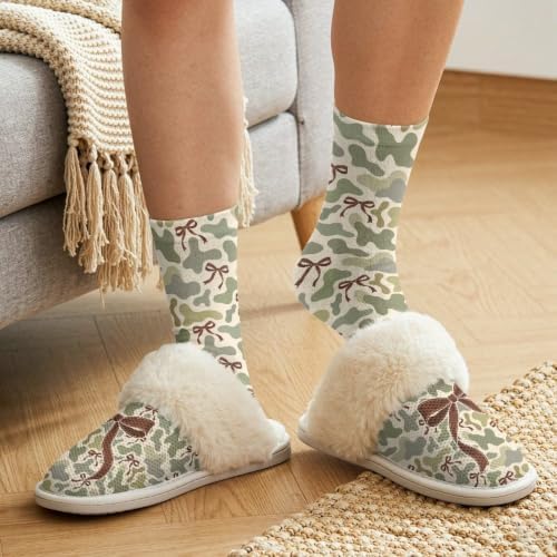 Fuzzy Slippers for Women Washable Cotton Slippers with Crew Socks - Image 4