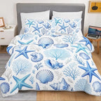 HOSIMA Blue Ocean Quilt Twin Size Coastal Bedding with 2 Pillowcases. - Image 3