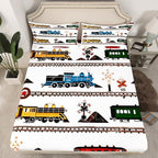 Erosebridal Kids Bedding Set Retro Vintage Train Fitted Sheet, Cute Vehicle Printed Colorful Train Bed Sheets for Boys Girls Adults Teens Bedroom Decor All Season Twin 2 Pieces, No Top Sheet by Erosebridal