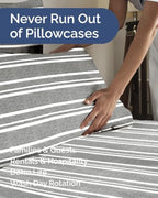 King Pillow Cases - 10 Pack Pillowcase Covers - 20" x 40" (Grey Stripes) - Image 5