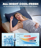 Ultra-Chill Cooling Pillowcase Set of 2 for Hot Sleepers, Softer Than Silk Pillow Cases for Protecting Hair & Skin, Breathable Bed Pillow Covers w/Zipper, Gifts for Women Men (Navy Blue, King) - Image 3
