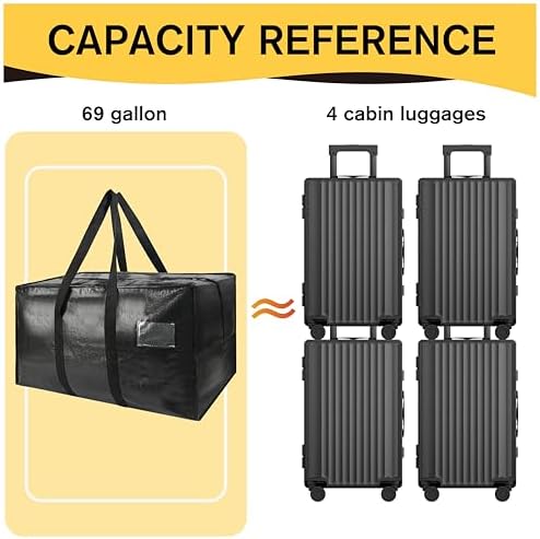 Heavy Duty Extra Large Moving Bags,69 Gallon Jumbo Packing Bags,Huge Moving Storage Bags with Strong Zippers & Carrying Handles,Reusable Big Moving Storage Bags for College Dorm Travel 2Pack - Image 4
