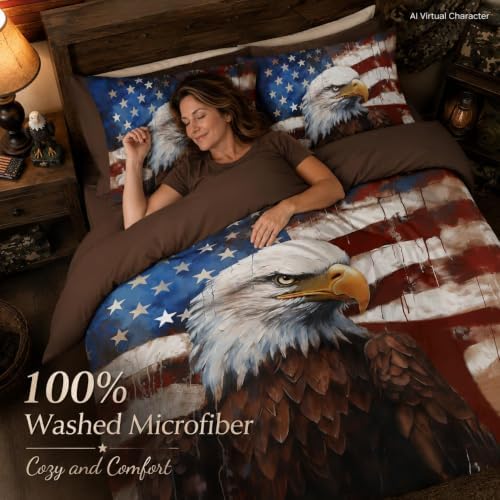 CCoutueChen Camouflage American Flag Comforter Set, Twin, Brown - Image 4
