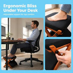Adjustable Rubber Wood Foot Rest Under Desk - Double Layer Ergonomic Foot Pad with 2-Top & 3-Bottom Angle Adjustment, Soft Cushion for Office, Home, Gaming & Travel - Image 4