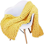 Chunky Knit Throw Blanket Chenille Yarn Soft Cozy Bulky Knitted Blanket for Sofa Bed Chair Large Hand Made Boho Home Decor Yellow 40x48 by Unknown