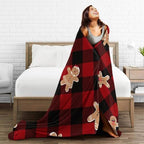 Christmas Gingerbread Plaid Flannel Fleece Throw Blanket - Image 5