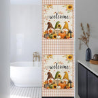 Window Privacy Film Frosted, Thanksgiving Gnomes Reusable Static Cling Window Tints, Fall Orange White Pumpkin Maple Leaf Heat Control Windows Films for Offices, Balcony, 29.5 x 118 Inches - Image 3