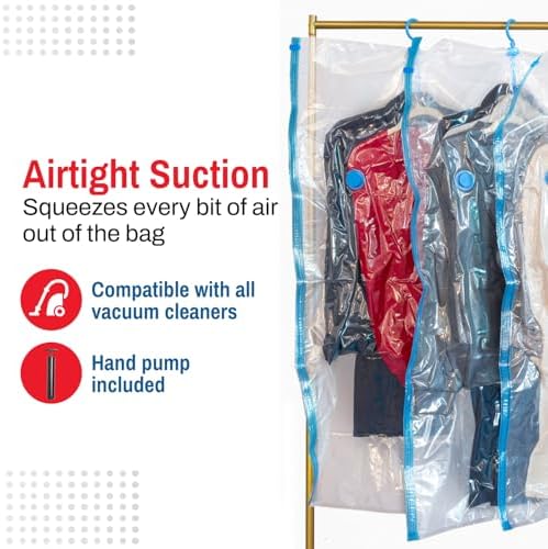 Spacesaver Hanging Vacuum Storage Bags (Pack of 4) - Vacuum Sealer Bags, Closet Organizer, Sealed Storage, Space Bag - Blanket, Bedding, Garment, Clothing, Dress, Suit, Long Coat, Jacket - Image 5