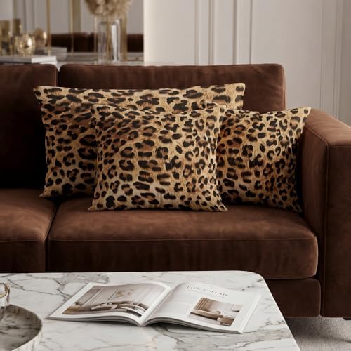 EMMTEEY Leopard Print Pillow Covers 26x26 Throw-Pillow-Cover Set of 2 - Image 6