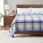 Creswick Woollen Mills 100% Australian Merino Wool Blanket – Soft Warm and Natural with Satin Binding, Breathable Luxury Bedding for All Seasons, (Blue Plaid, Throw) by Unknown
