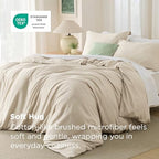 Bedsure Oversized King Duvet Cover, Soft Double Brushed Bedding Set, Beige - Image 2