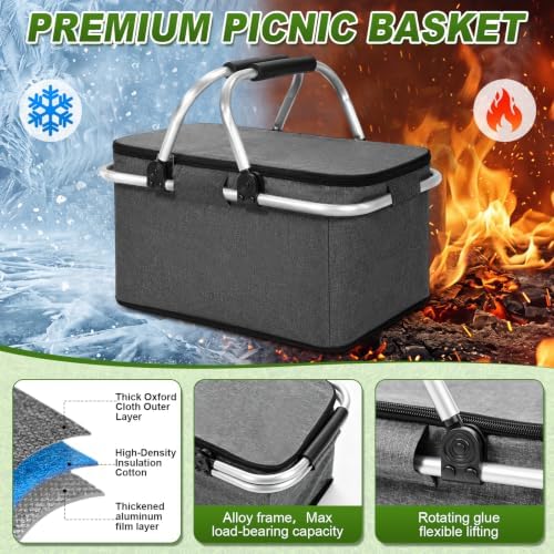 Domensi 2-in-1 Picnic Basket & Blanket Set, 30L Insulated Cooler Bag - Image 3