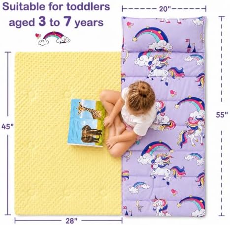 Nap Mat for Toddlers Girls, Kids Sleeping Bag, Unicorn - Image 3