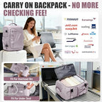suwasp Travel Backpack with Toiletry Bag Set for Women Men,Ryanair Backpack 40x30x20CM Airline Approved Personal Item Travel Bag, Carry On Backpack Fits 14 Inch Laptop, 180° Opening, Light Purple - Image 4