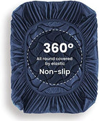 SLEEP ZONE Full Size Cooling Mattress Topper, Premium Zoned Cool Mattress Pad Cover, Padded Mattress Protector Breathable Washable, Deep Pocket 8-21" (Navy, Full) - Image 4
