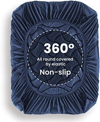 SLEEP ZONE Full Size Cooling Mattress Topper, Premium Zoned Cool Mattress Pad Cover, Padded Mattress Protector Breathable Washable, Deep Pocket 8-21" (Navy, Full) - Image 4