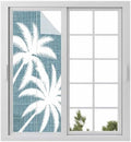 Window Privacy Film Frosted, Summer Tropical Tree Static Cling Door Window Covering, Coastal Dark Blue Palm Trees UV Blocking Windows Film for Office, Hotel, Bedroom, 29.5 x 78.7 Inches by Unknown