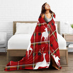 Christmas Reindeer Plaid Flannel Fleece Throw Blanket - Image 4