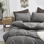 Luxlovery Grey Comforter Set Queen Men Dark Grey Comforter Bedding Sets 3PCS Solid Breathable Soft Charcoal Gray Quilts Set Modern Queen Comforter Women Men - Image 5