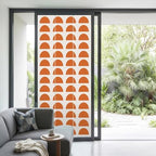 Window Privacy Film Frosted, Orange Boho Non-Adhesive Static Cling Window Tint, Middle Century Geometric Abstract Art Insulated Windows Frosted Films for Living Room, 35.4 x 78.7 Inches - Image 2