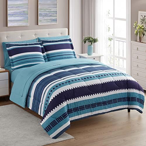 Sweet Home Collection 7 Piece Comforter Set Bag Solid Color All Season Soft Down Alternative Blanket & Luxurious Microfiber Bed Sheets, Marino, Twin by SweetHomeCollection