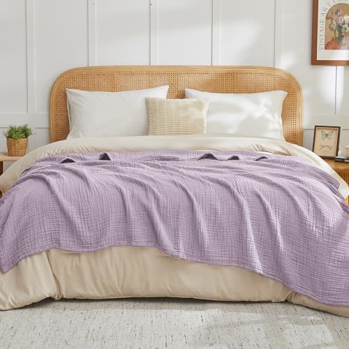 EMME Muslin Cotton Blanket Adults Heather Lavender Throw XL 50"x70" - Image 5