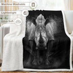 Rhino Blanket Minimalist Sherpa Throw for Couch, Strength Symbol Animal Design for Bedroom Decor, 50x60 Inches Soft Fuzzy Cozy Animal Black Blanket for Calm Space - Image 6