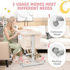 BABY JOY Bassinet Bedside Sleeper, 3 in 1 Folding Crib w/Adjustable Height, Mattress, Lockable Wheels, Storage Pocket & Carry Bag for Infant Newborn, Stationary & Rock, Portable Baby Bassinet (Beige) - Image 4