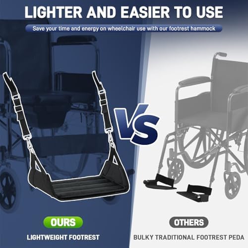 Upgrade Wheelchair Foot Rest Hammock - Adjustable Height Anti-Slip Anti-Squeeze Leg Support Sling with Rigid Base for Wheelchair, Rollator, Walker Footrest Replacement Essential Accessories - Image 4
