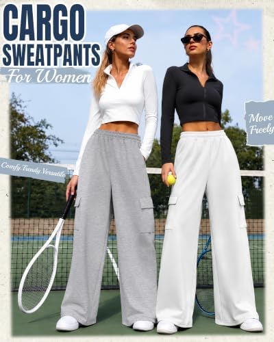 Ficerd 4 Pack Women's Cargo Sweatpants Stretchy Pull On Pants - Image 2