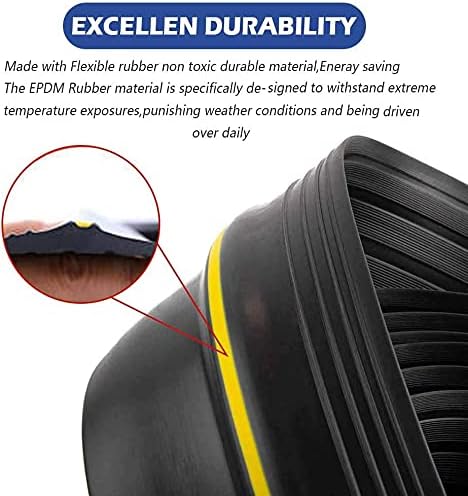 16.5Ft/5M Universal Garage Threshold Seal Strip Garage Door Bottom Weatherproof Strip Rubber DIY Weather Stripping Replacement Not Include Sealant/Adhesive (Black-Yellow Line) - Image 4
