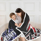Erosebridal Lineman Throw Blanket American Flag Sherpa Blanket Red and Blue Grunge Stripes Fuzzy Blanket Vintage USA Flag Fleece Blanket Electrician Lineman Bed Blanket Father's Day 90”x90” - Image 2