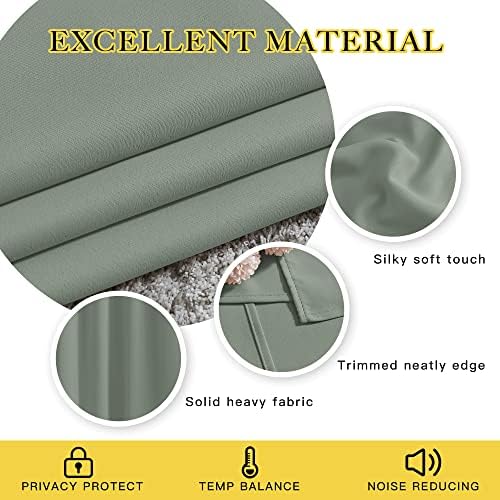NICETOWN Blackout Greyish Blue Curtains for Bedroom - Window Treatment Thermal Insulated Grommet Solid Drapes Energy Saving Sound Reducing for Basement, 2 Panels, W66 x L54 - Image 4